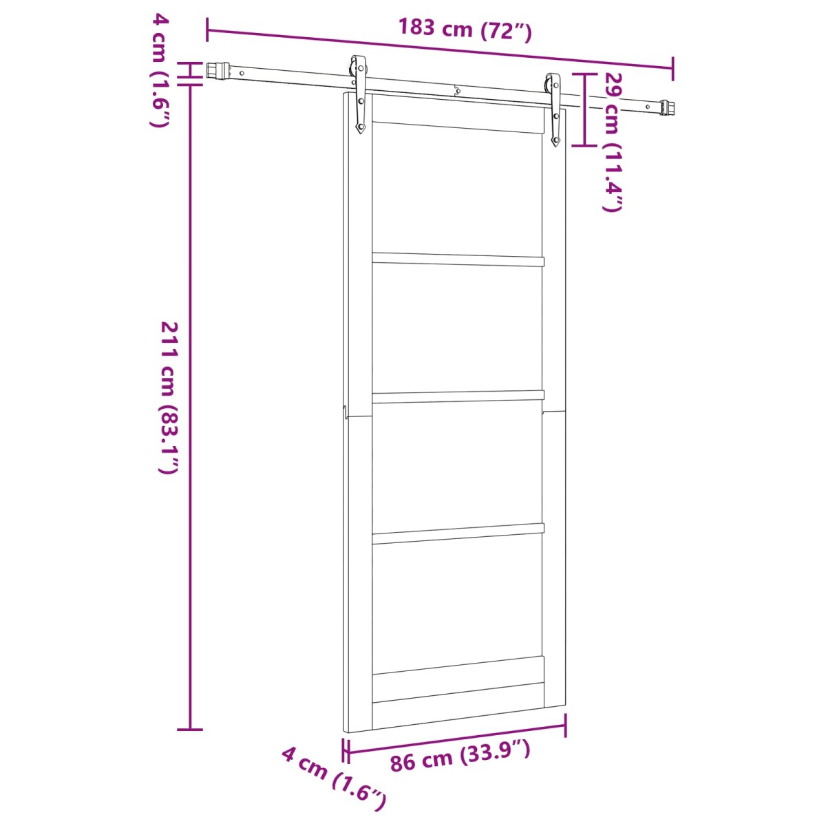 vidaXL Συρόμενη Πόρτα ORKDAL Φυσικό και Μαύρο 86 x 211 cm