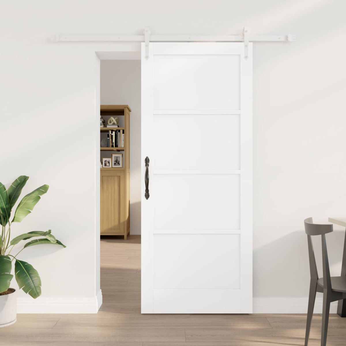 vidaXL Συρόμενη Πόρτα ORKDAL Λευκό 83 x 202 εκ. Μασίφ Ξύλο Πεύκου