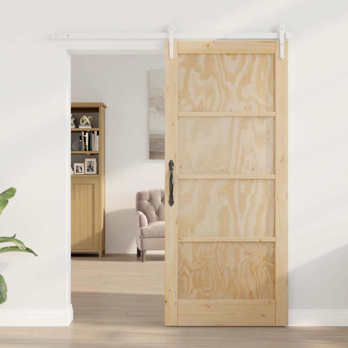 vidaXL Συρόμενη Πόρτα ORKDAL Φυσικό και Λευκό 86 x 198,5 cm