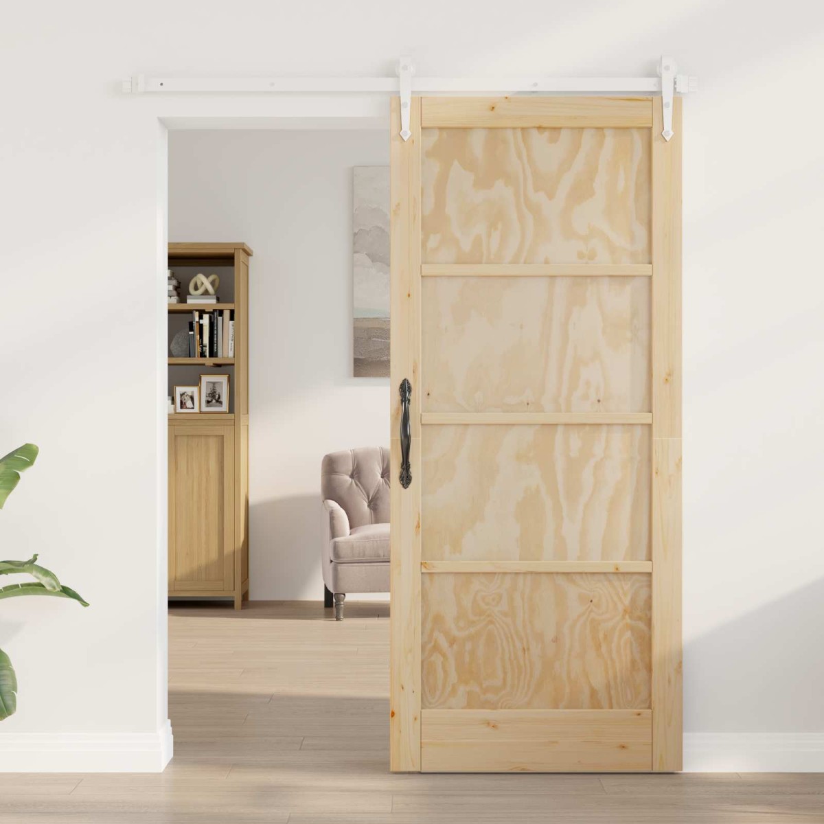 vidaXL Συρόμενη Πόρτα ORKDAL Φυσικό και Λευκό 86 x 211 cm