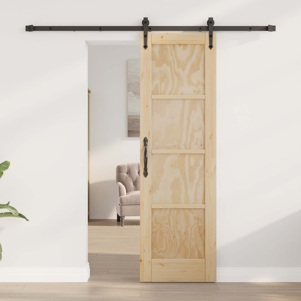 vidaXL Συρόμενη Πόρτα ORKDAL Φυσικό και Μαύρο 61 x 198,5 εκ.