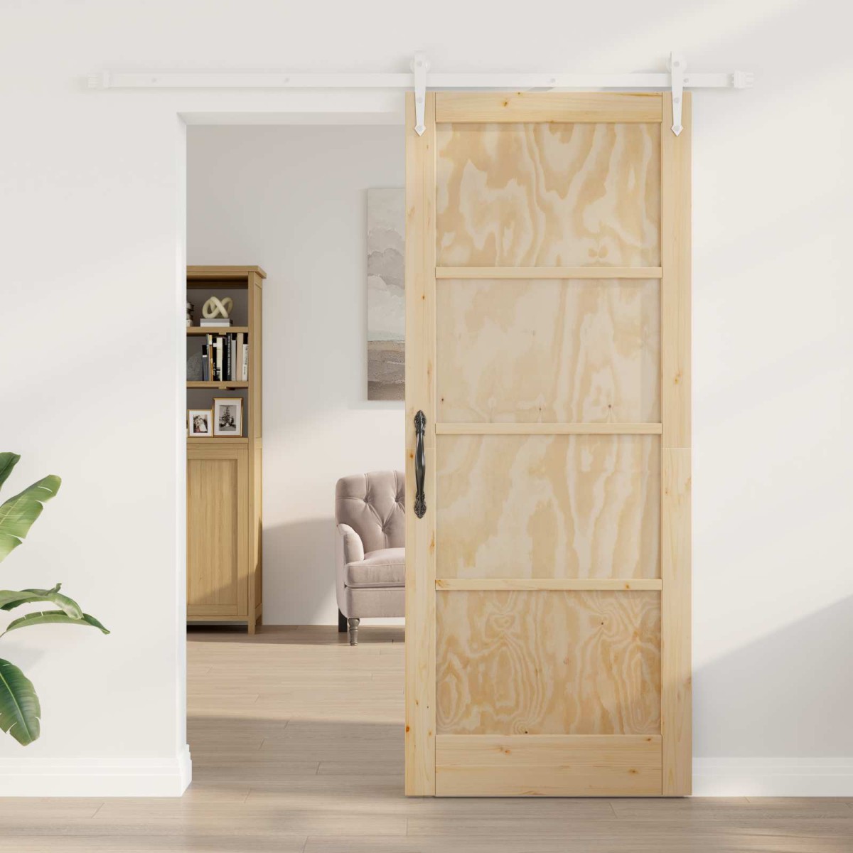 vidaXL Συρόμενη Πόρτα ORKDAL Φυσικό και Λευκό 86 x 211 cm