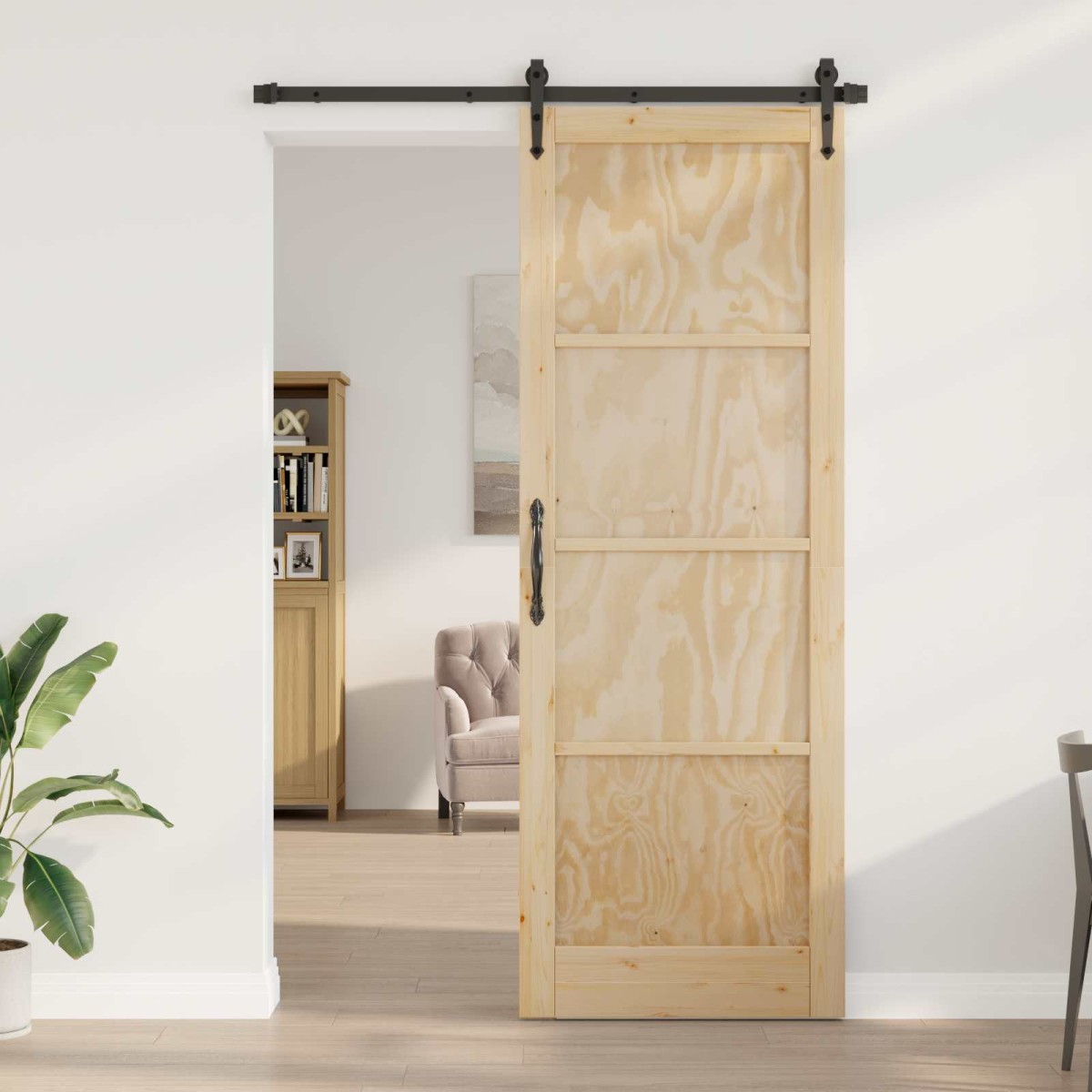 vidaXL Συρόμενη Πόρτα ORKDAL Φυσικό 83 x 232 εκ. Μασίφ Ξύλο Πεύκου