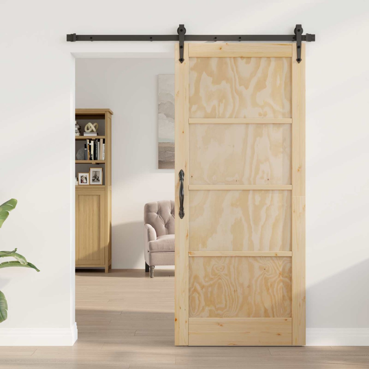 vidaXL Συρόμενη Πόρτα ORKDAL Φυσικό 86 x 198,5 cm Μασίφ Ξύλο Πεύκου