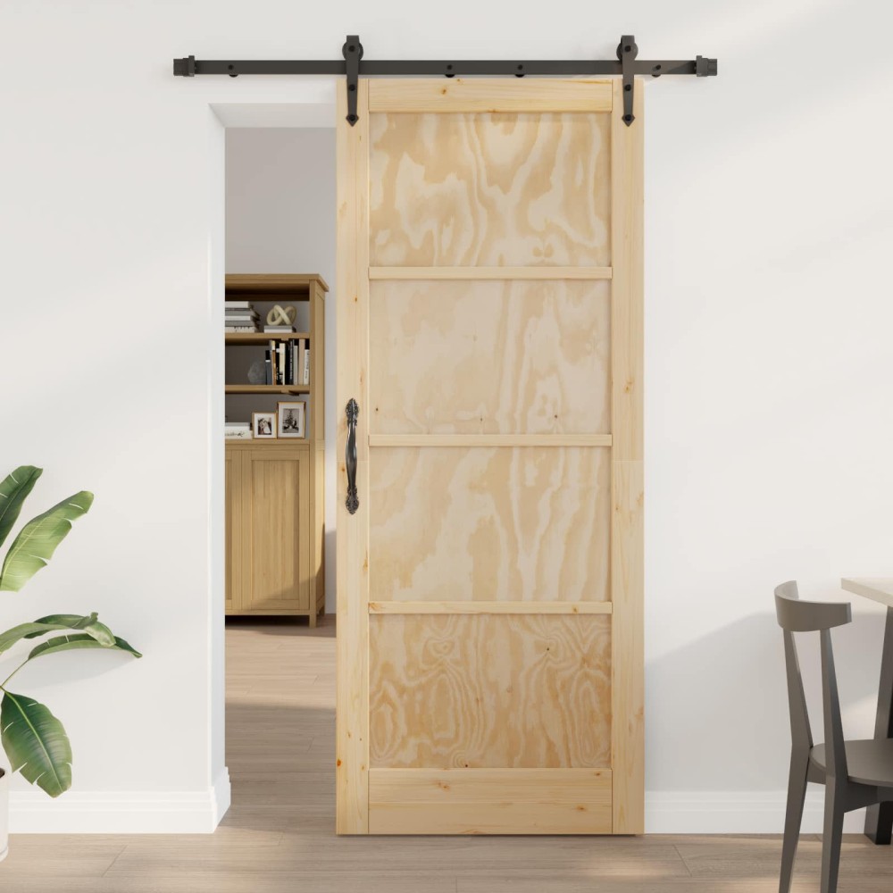 vidaXL Συρόμενη Πόρτα ORKDAL Φυσικό 86 x 211 cm Μασίφ Ξύλο Πεύκου