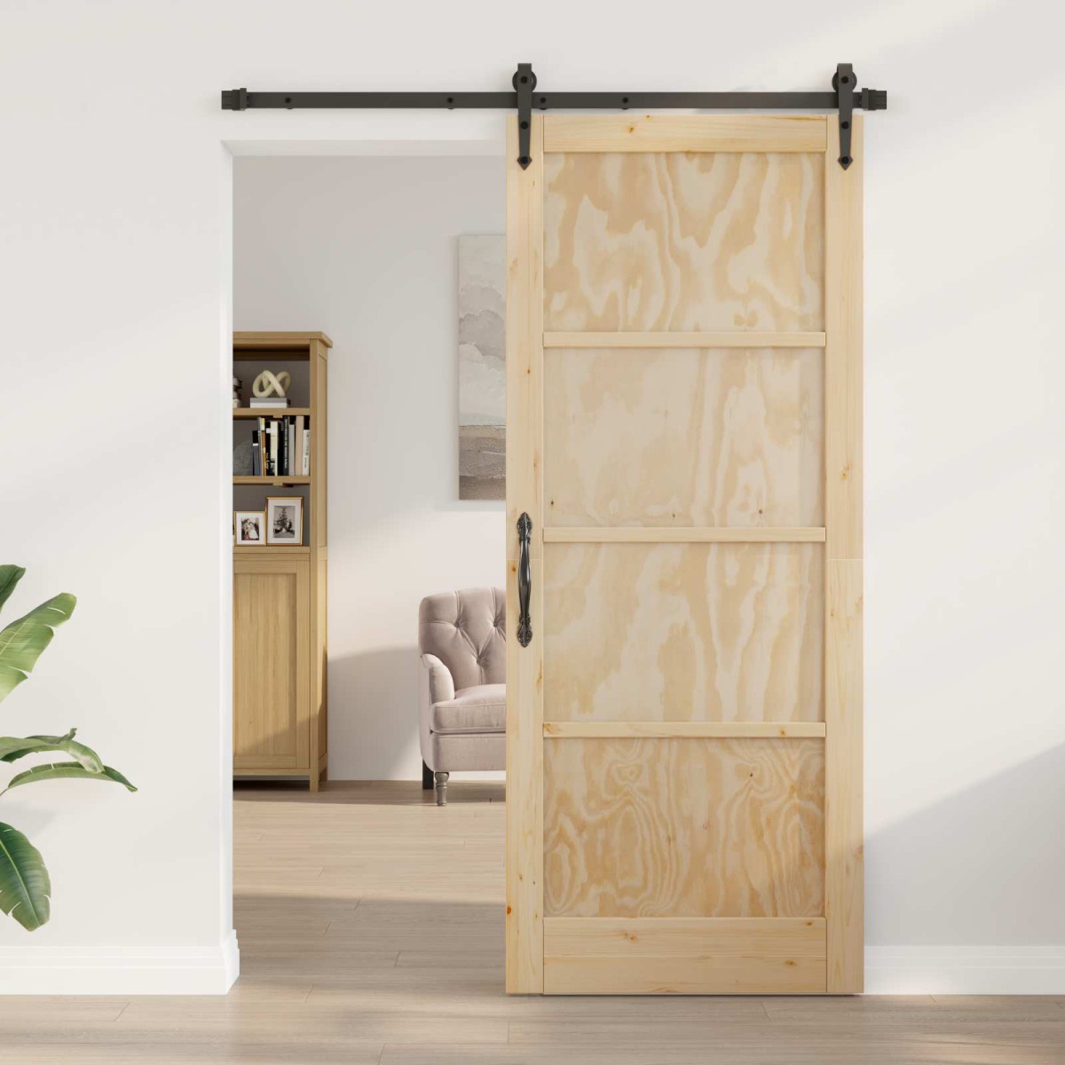 vidaXL Συρόμενη Πόρτα ORKDAL Φυσικό 86 x 211 cm Μασίφ Ξύλο Πεύκου