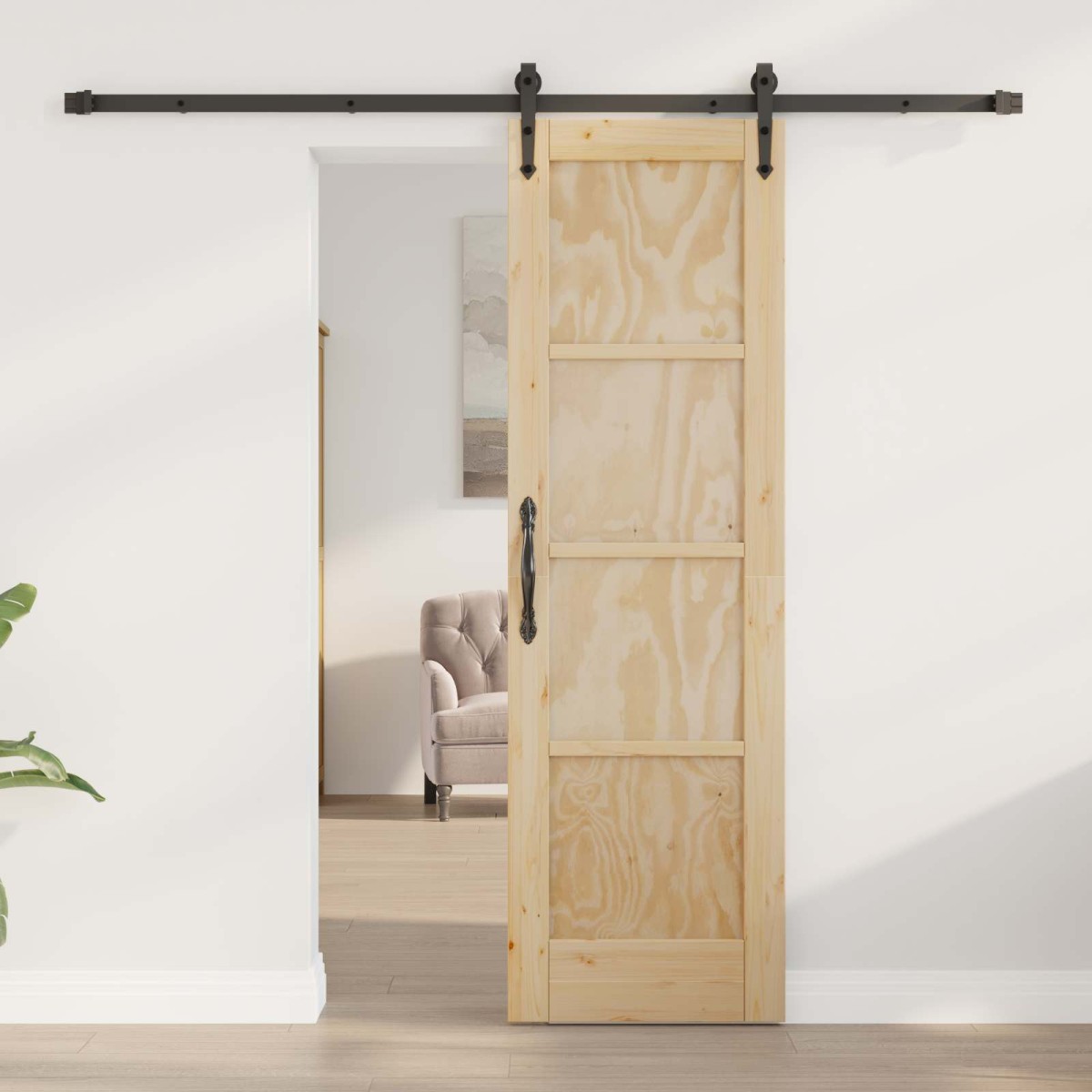 vidaXL Συρόμενη Πόρτα ORKDAL Φυσικό 61 x 198,5 εκ. Μασίφ Ξύλο Πεύκου