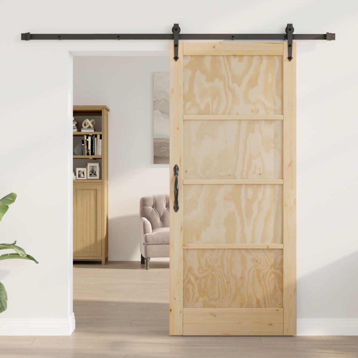 vidaXL Συρόμενη Πόρτα ORKDAL Φυσικό 86 x 198,5 cm Μασίφ Ξύλο Πεύκου