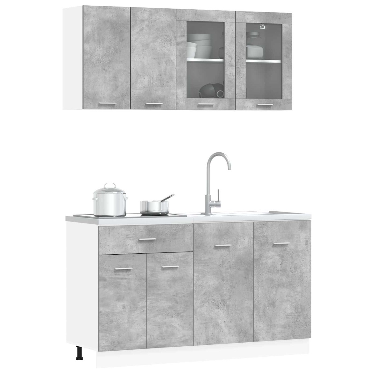 vidaXL Μονάδα κουζίνας LYON 4 τμχ. Γκρι Σκυροδέματος