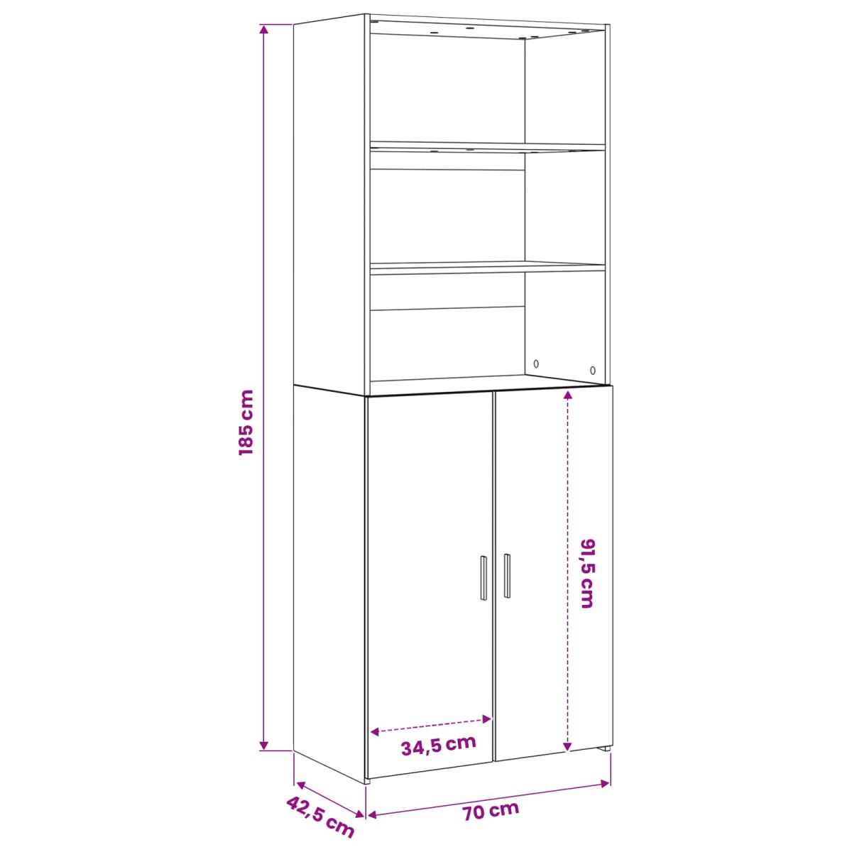 vidaXL Highboard Παλαιωμένο ξύλο 70 x 42,5 x 185 εκ Επεξεργασμένο Ξύλο