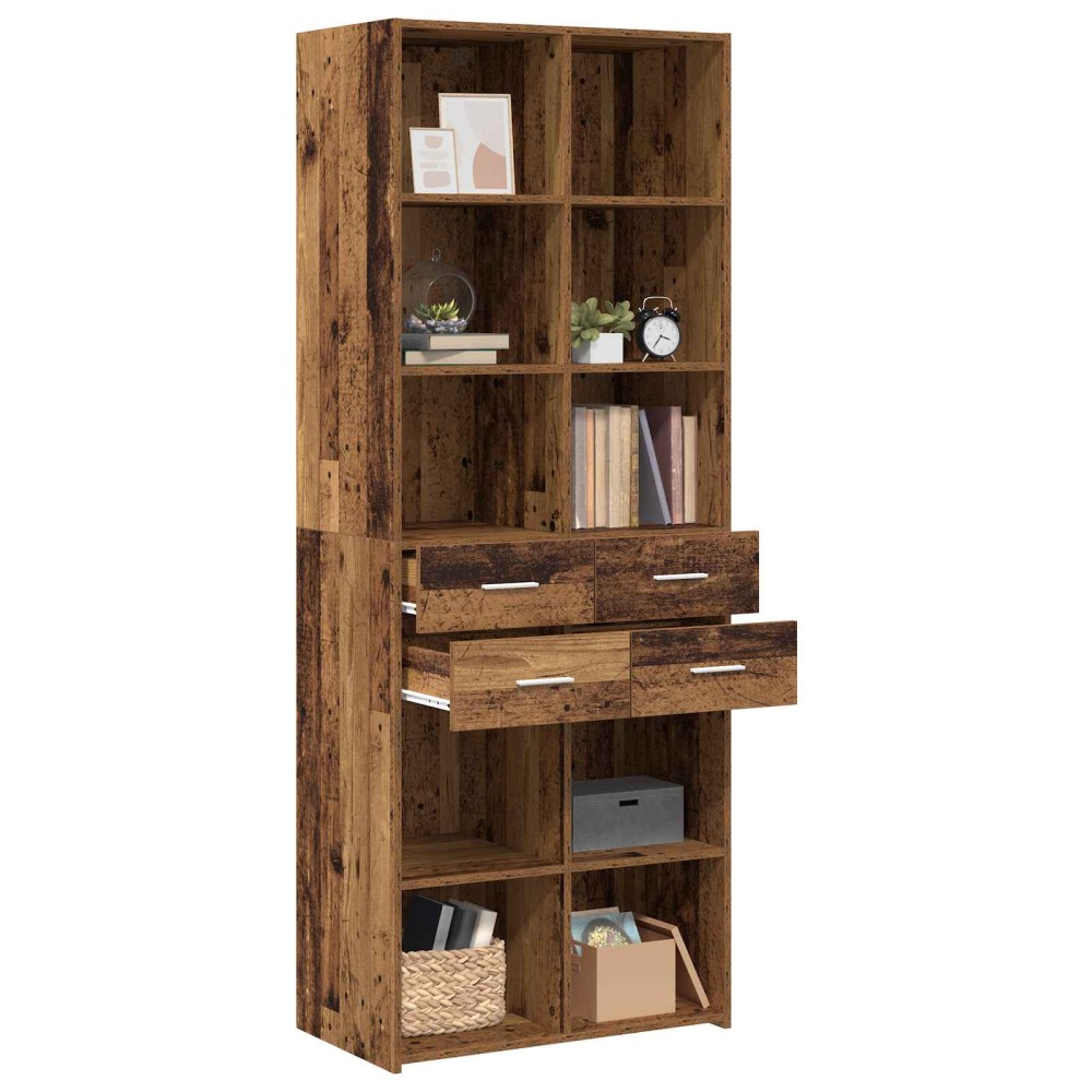 vidaXL Βιβλιοθήκη Παλαιωμένο ξύλο 30 x 42.4 x 185.2 εκ.