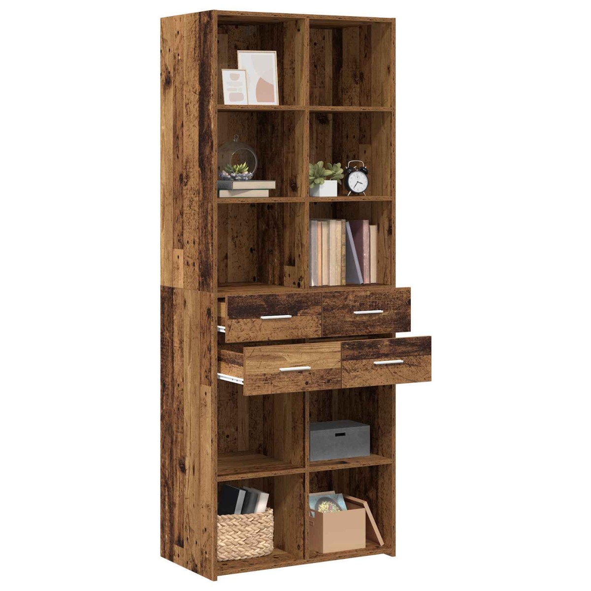 vidaXL Βιβλιοθήκη Παλαιωμένο ξύλο 30 x 42.4 x 185.2 εκ.