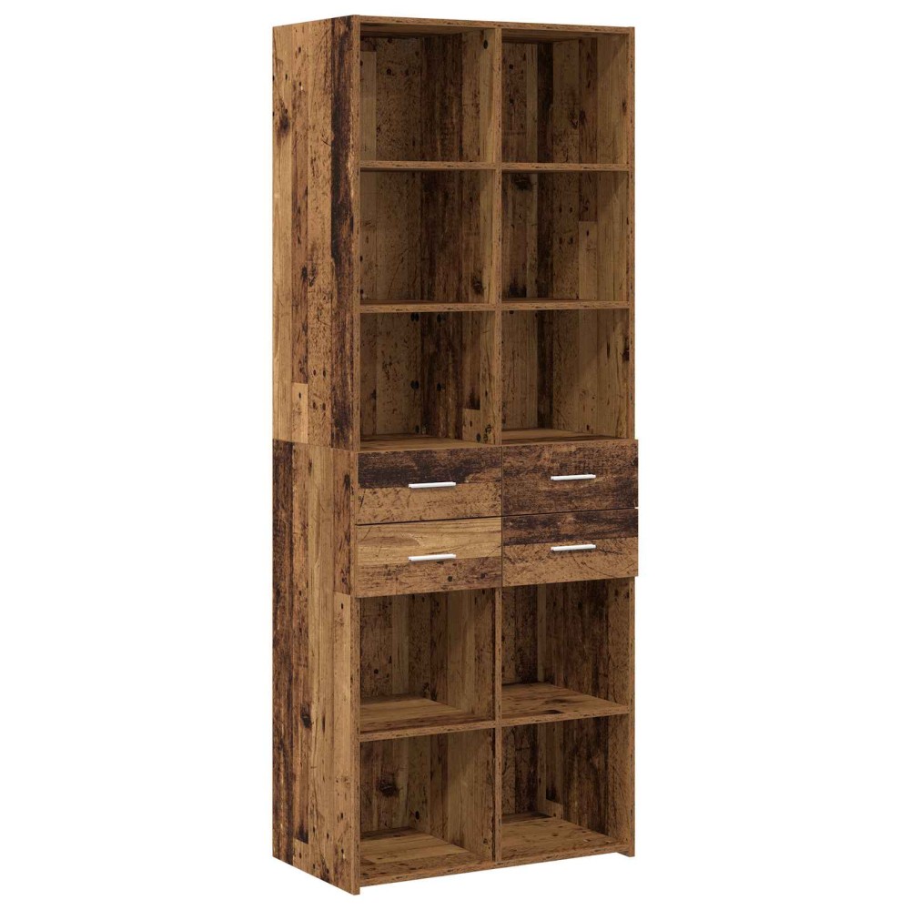 vidaXL Βιβλιοθήκη Παλαιωμένο ξύλο 30 x 42.4 x 185.2 εκ.