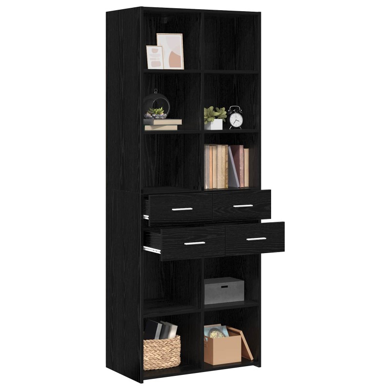 vidaXL Βιβλιοθήκη Μαύρη δρυς 30 x 42.4 x 185.2 εκ.