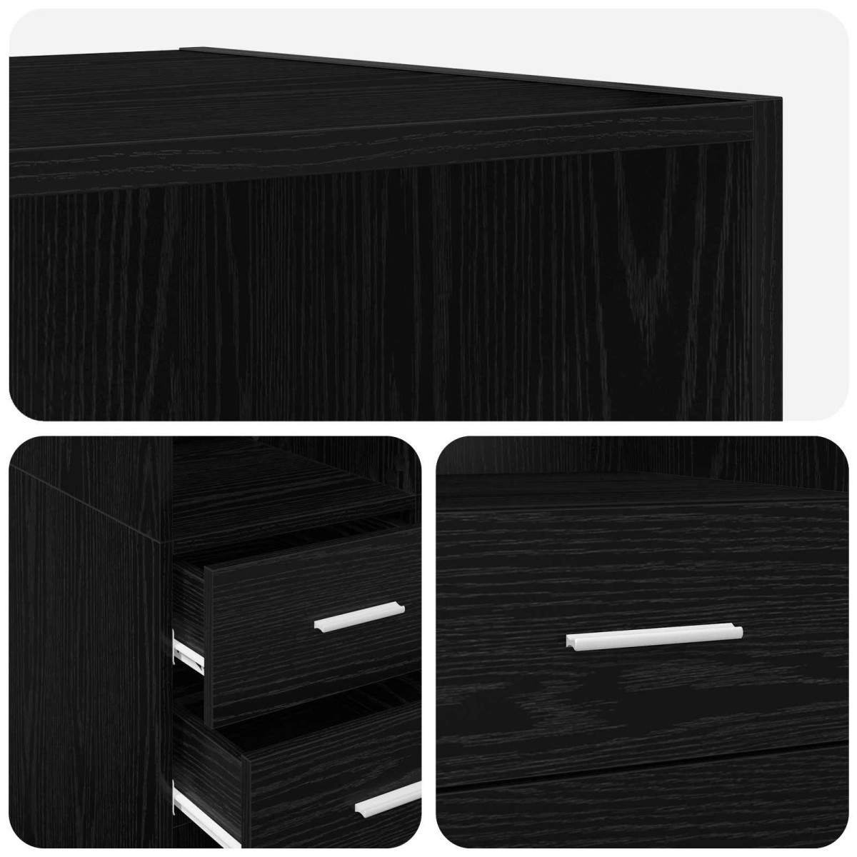 vidaXL Βιβλιοθήκη Μαύρη δρυς 30 x 42.4 x 185.2 εκ.