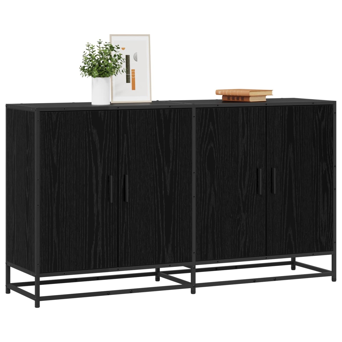 vidaXL Πλαϊνό γραφείο Μαύρη Δρυς 134 x 35 x 76 εκ. Επεξεργασμένο Ξύλο