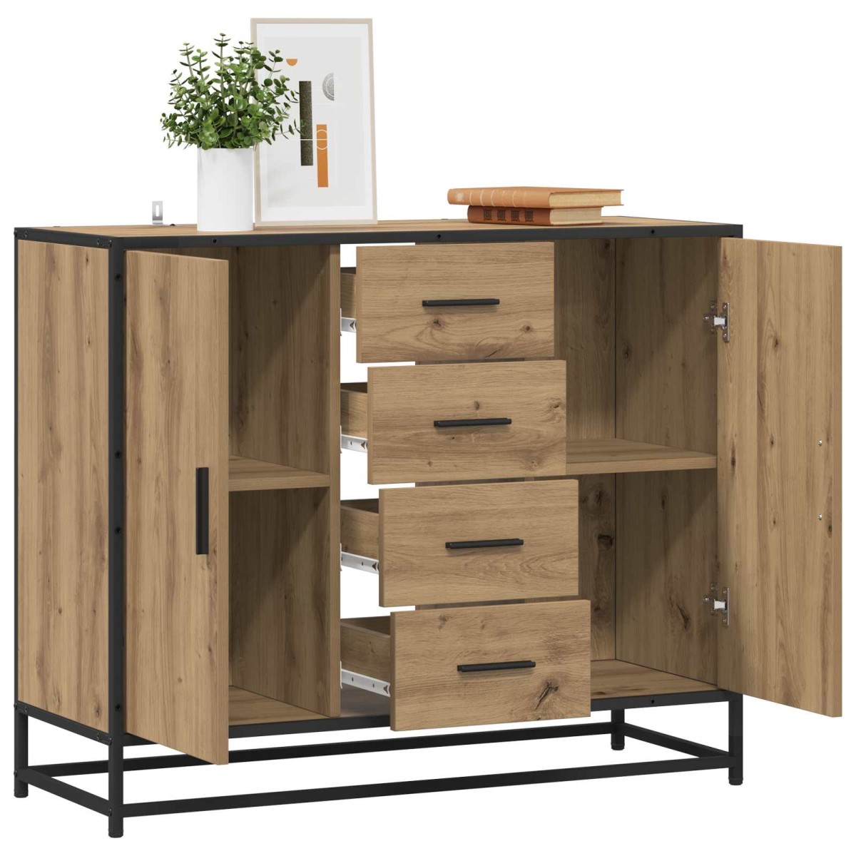 vidaXL Πλαϊνό γραφείο Artisan Δρυς 92 x 35 x 76 εκ. Επεξεργασμένο Ξύλο