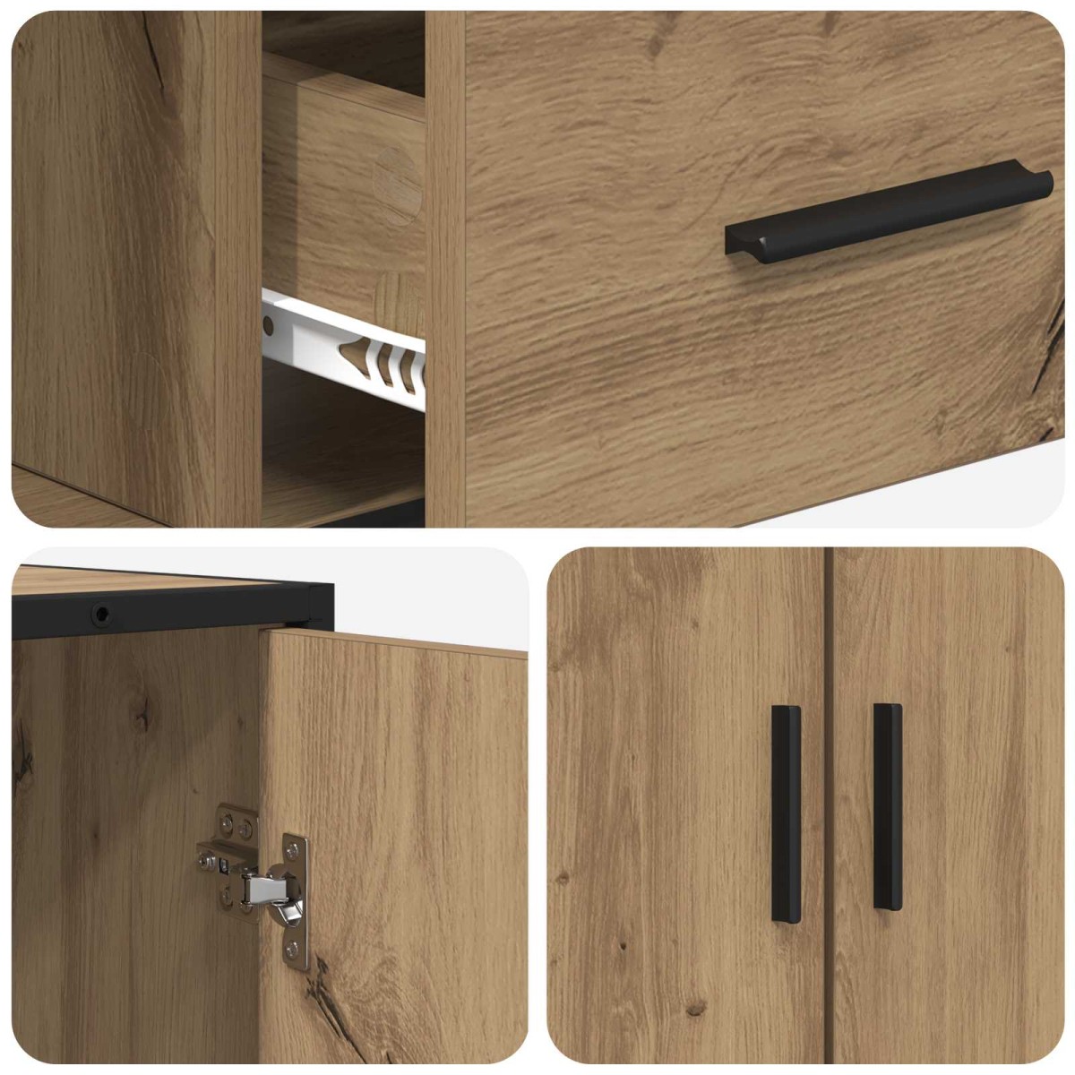 vidaXL Πλαϊνό γραφείο Artisan Δρυς 92 x 35 x 76 εκ. Επεξεργασμένο Ξύλο