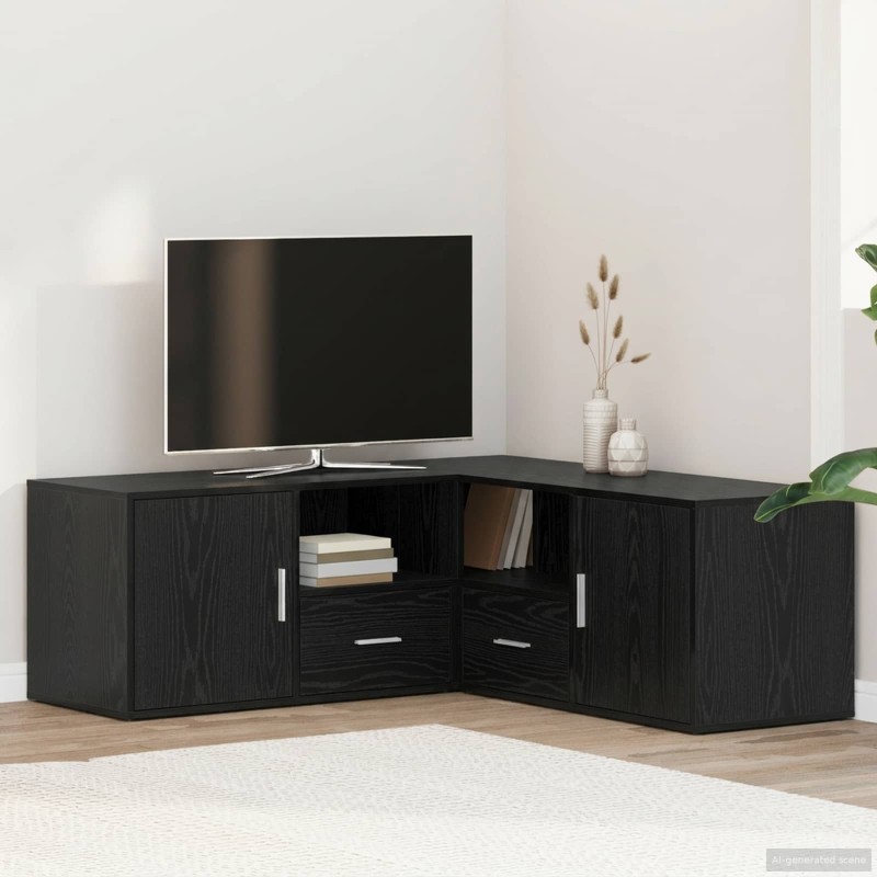 vidaXL Γωνιακό Ντουλάπι Μαύρη Δρυς 200 x 40 x 45 εκ Επεξεργασμένο Ξύλο