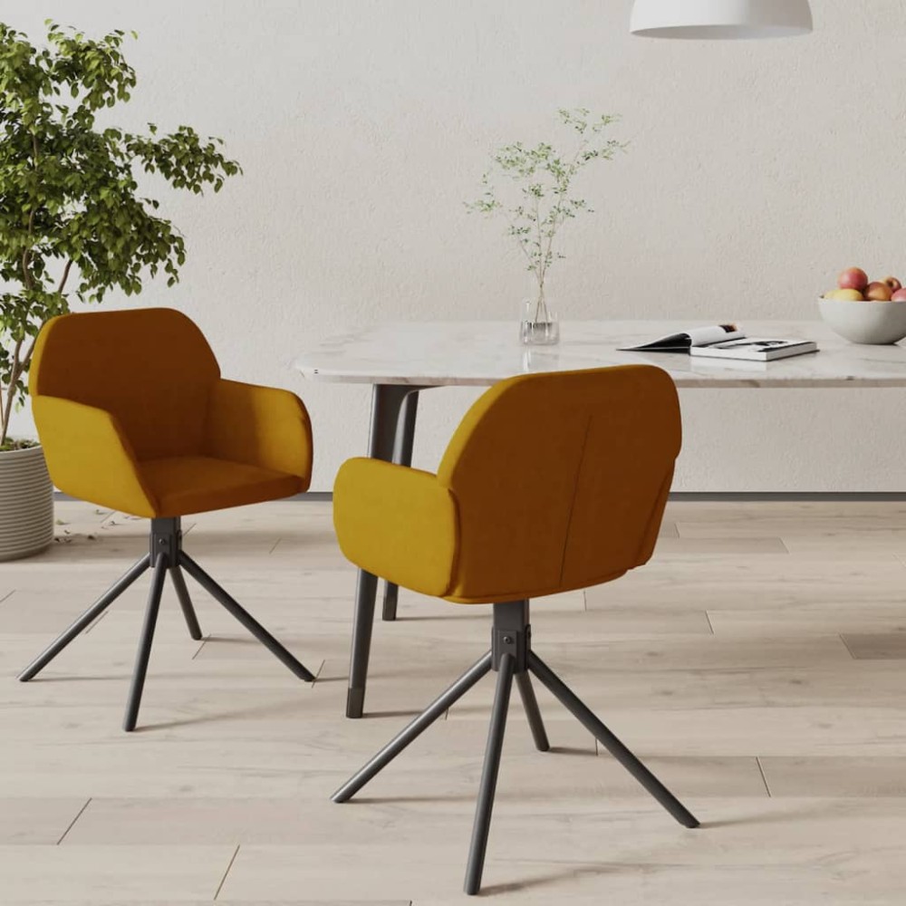 vidaXL Καρέκλες Τραπεζαρίας Περιστρεφόμενες 2 τεμ. Καφέ Βελούδινες