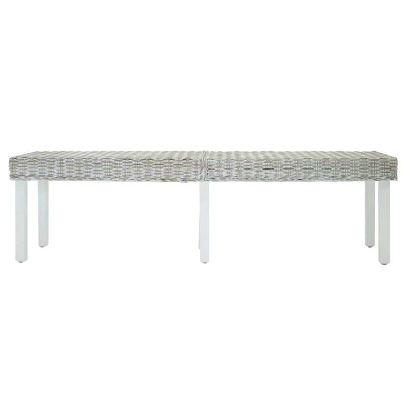 vidaXL Πάγκος Λευκός 160x35x45 εκ. από Φυσικό Ρατάν Kubu & Μασίφ Ξύλο Μαόνι