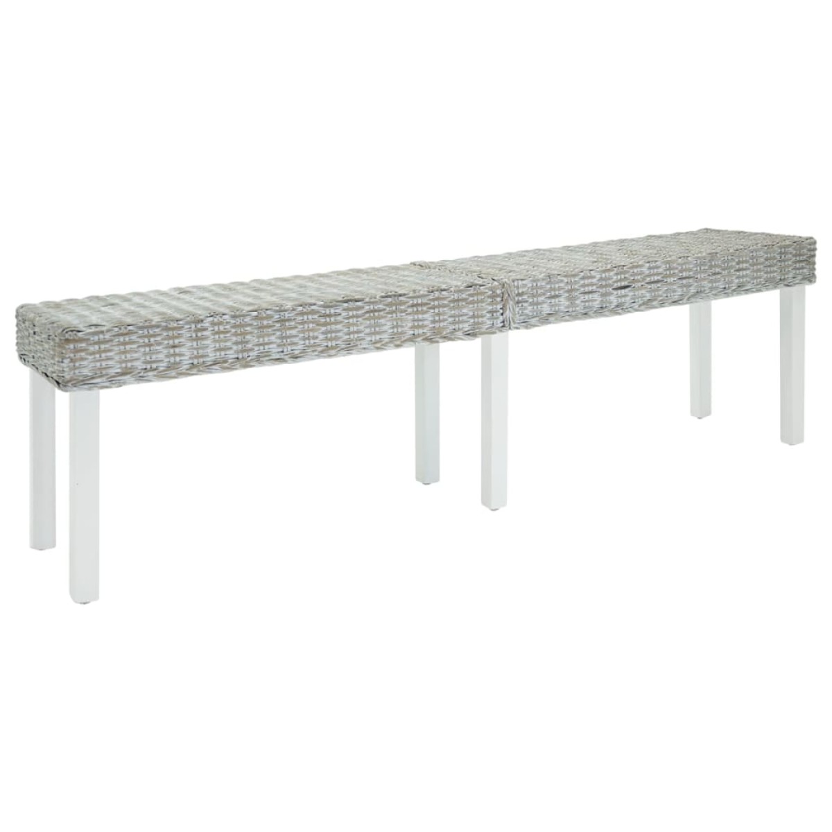 vidaXL Πάγκος Λευκός 160x35x45 εκ. από Φυσικό Ρατάν Kubu & Μασίφ Ξύλο Μαόνι
