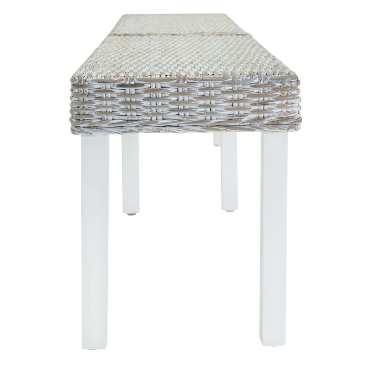 vidaXL Πάγκος Λευκός 160x35x45 εκ. από Φυσικό Ρατάν Kubu & Μασίφ Ξύλο Μαόνι