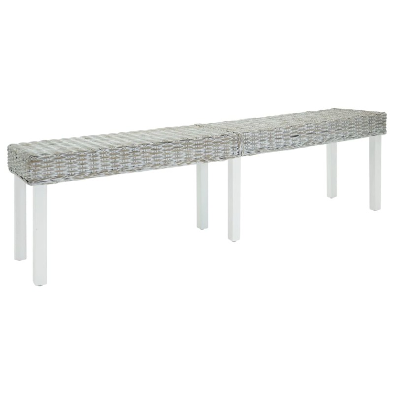 vidaXL Πάγκος Λευκός 160x35x45 εκ. από Φυσικό Ρατάν Kubu & Μασίφ Ξύλο Μαόνι