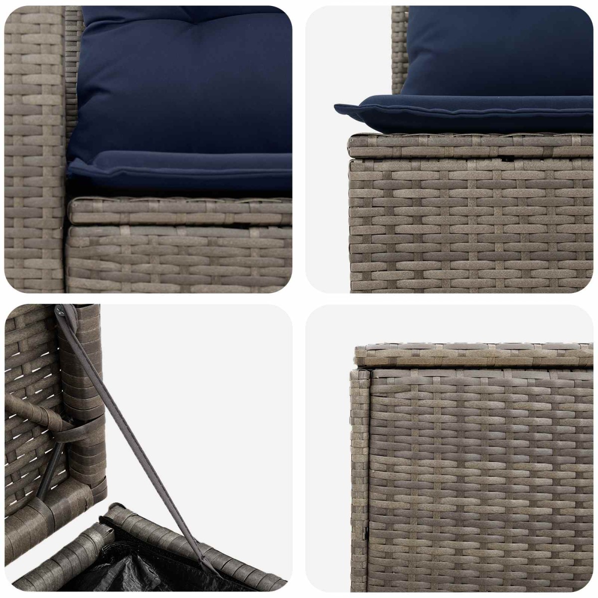 vidaXL Σετ Καναπέ 7 τμχ. Γκρι και Navy Blue Πολυ-ρακί και Χάλυβας