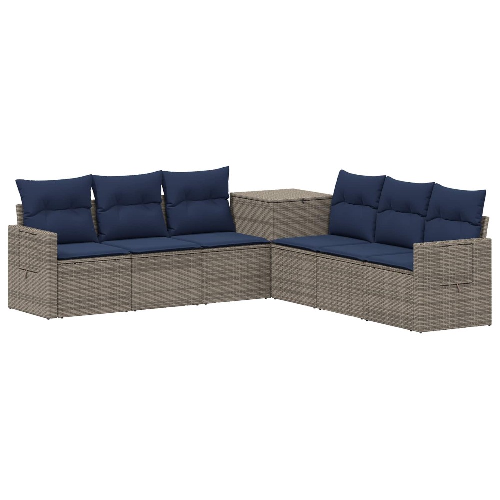 vidaXL Σετ Καναπέ 7 τμχ. Γκρι και Navy Blue Πολυ-ρακί και Χάλυβας