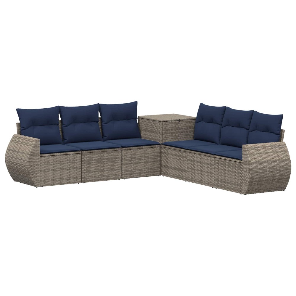 vidaXL Σετ Καναπέ 7 τμχ. Γκρι και Navy Blue Πολυ-ρακί και Χάλυβας