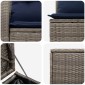 vidaXL Σετ Καναπέ 7 τμχ. Γκρι και Navy Blue Πολυ-ρακί και Χάλυβας
