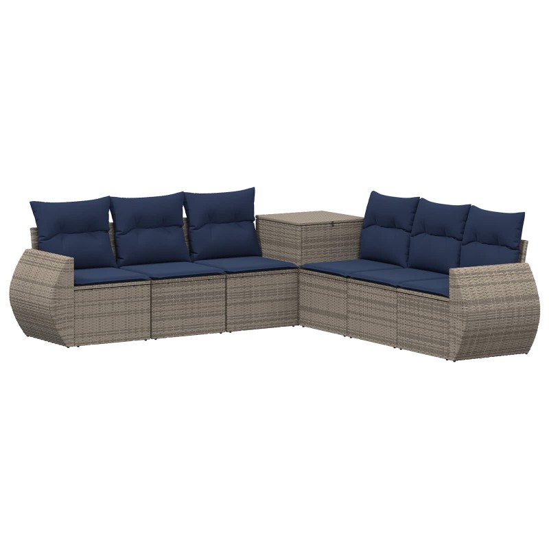 vidaXL Σετ Καναπέ 7 τμχ. Γκρι και Navy Blue Πολυ-ρακί και Χάλυβας