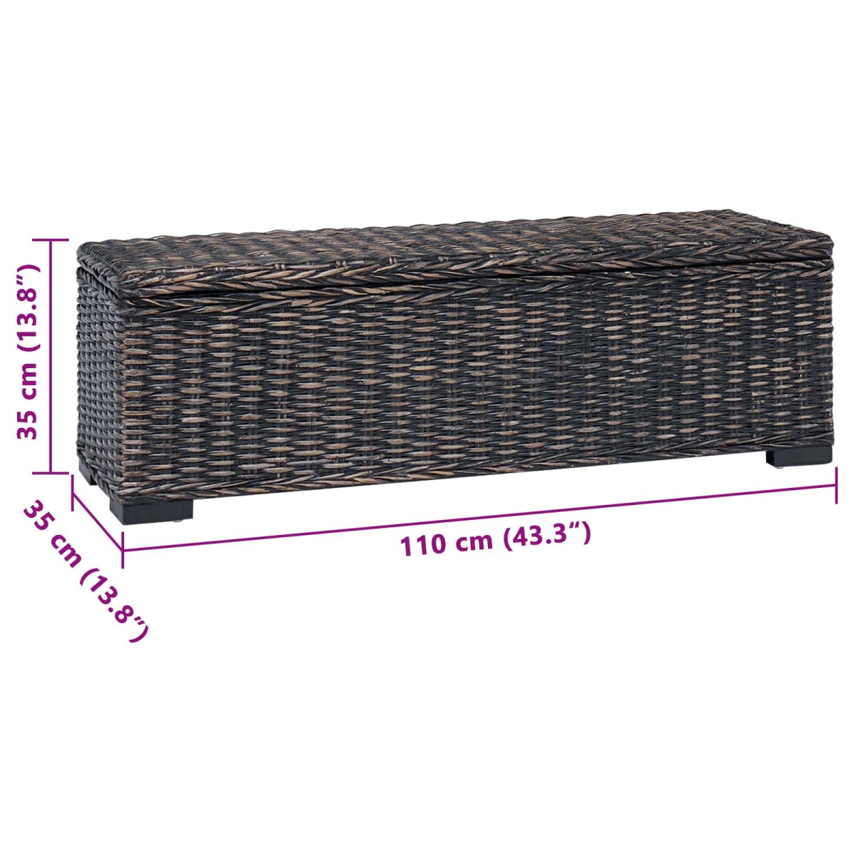 vidaXL Κουτί αποθήκευσης Μαύρο 110 x 35 x 45 cm