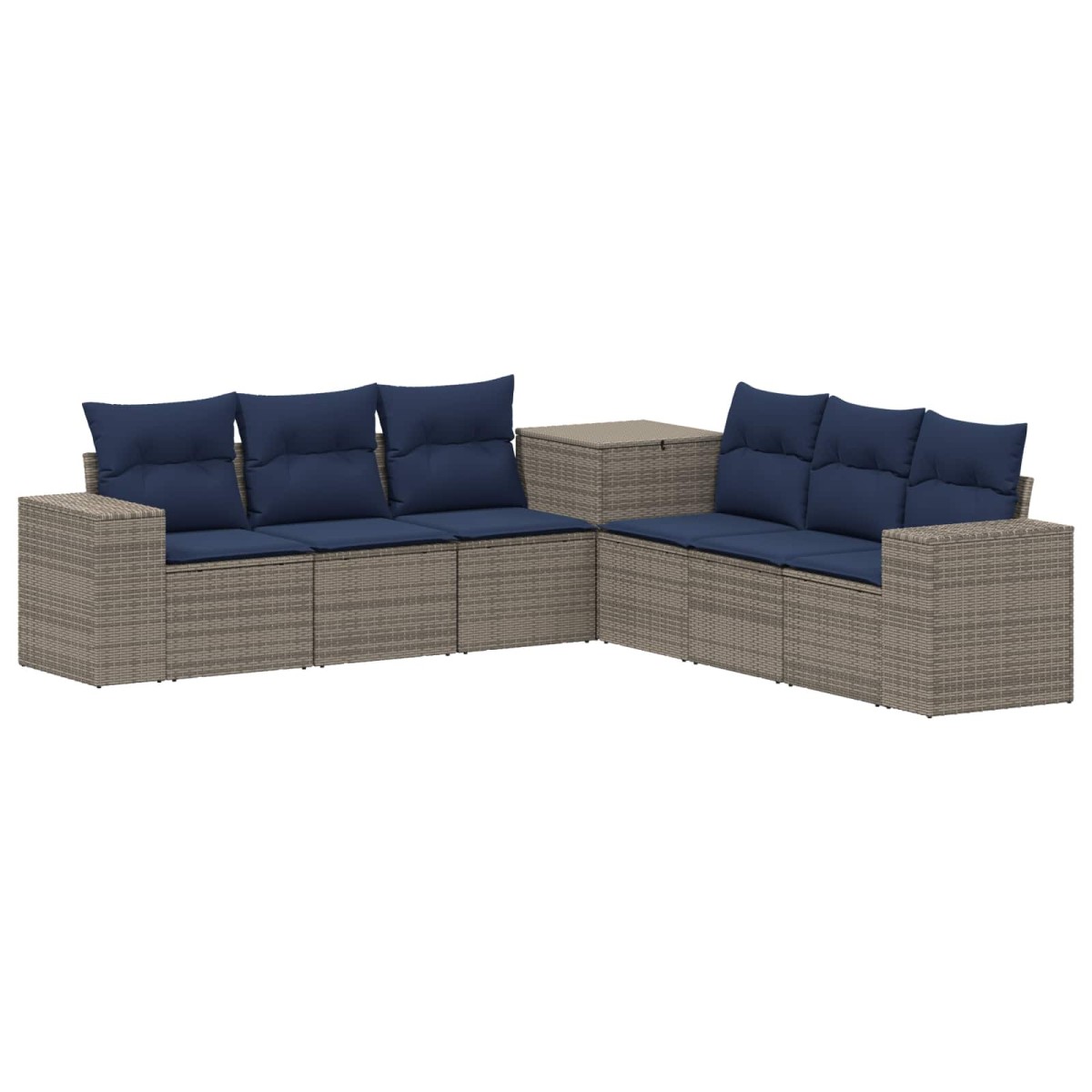 vidaXL Σετ Καναπέ 7 τμχ. Γκρι και Navy Blue Πολυ-ρακί και Χάλυβας