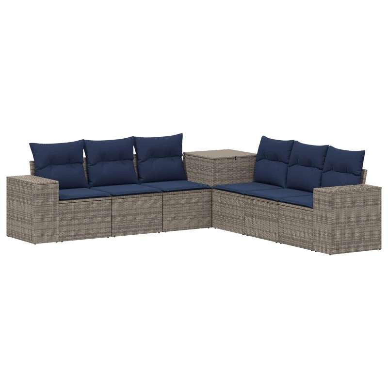 vidaXL Σετ Καναπέ 7 τμχ. Γκρι και Navy Blue Πολυ-ρακί και Χάλυβας