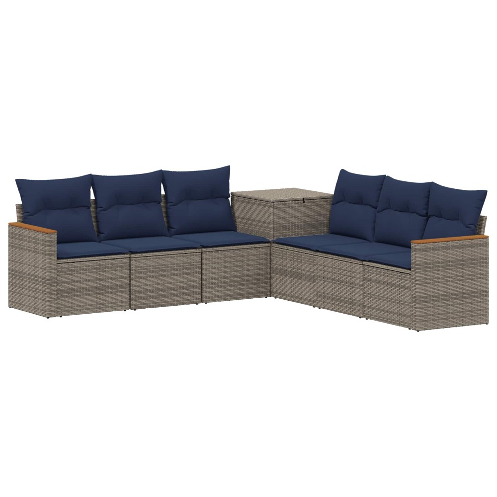 vidaXL Σετ Καναπέ 7 τμχ. Γκρι και Navy Blue Πολυ-ρακί και Χάλυβας