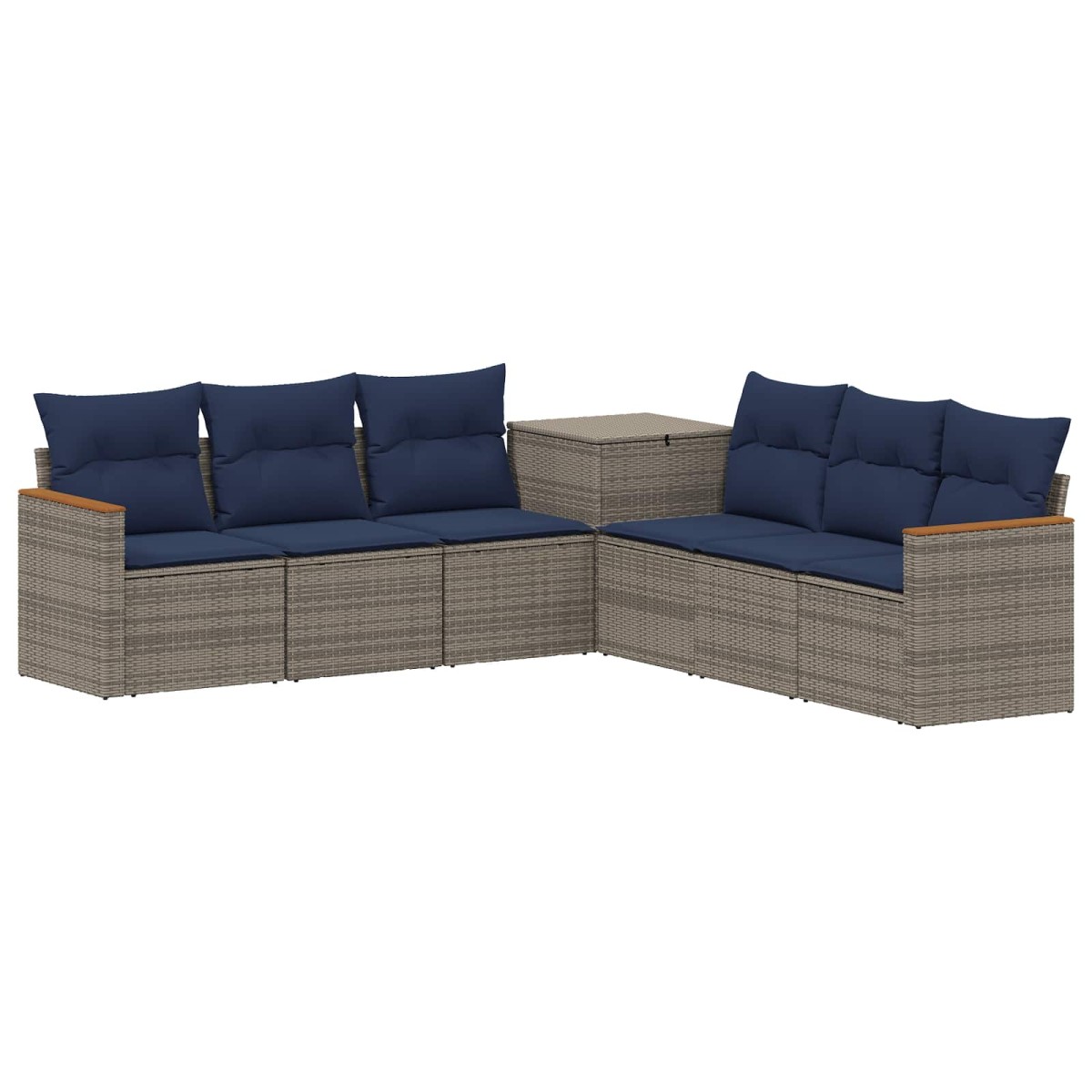 vidaXL Σετ Καναπέ 7 τμχ. Γκρι και Navy Blue Πολυ-ρακί και Χάλυβας