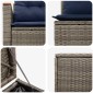 vidaXL Σετ Καναπέ 7 τμχ. Γκρι και Navy Blue Πολυ-ρακί και Χάλυβας