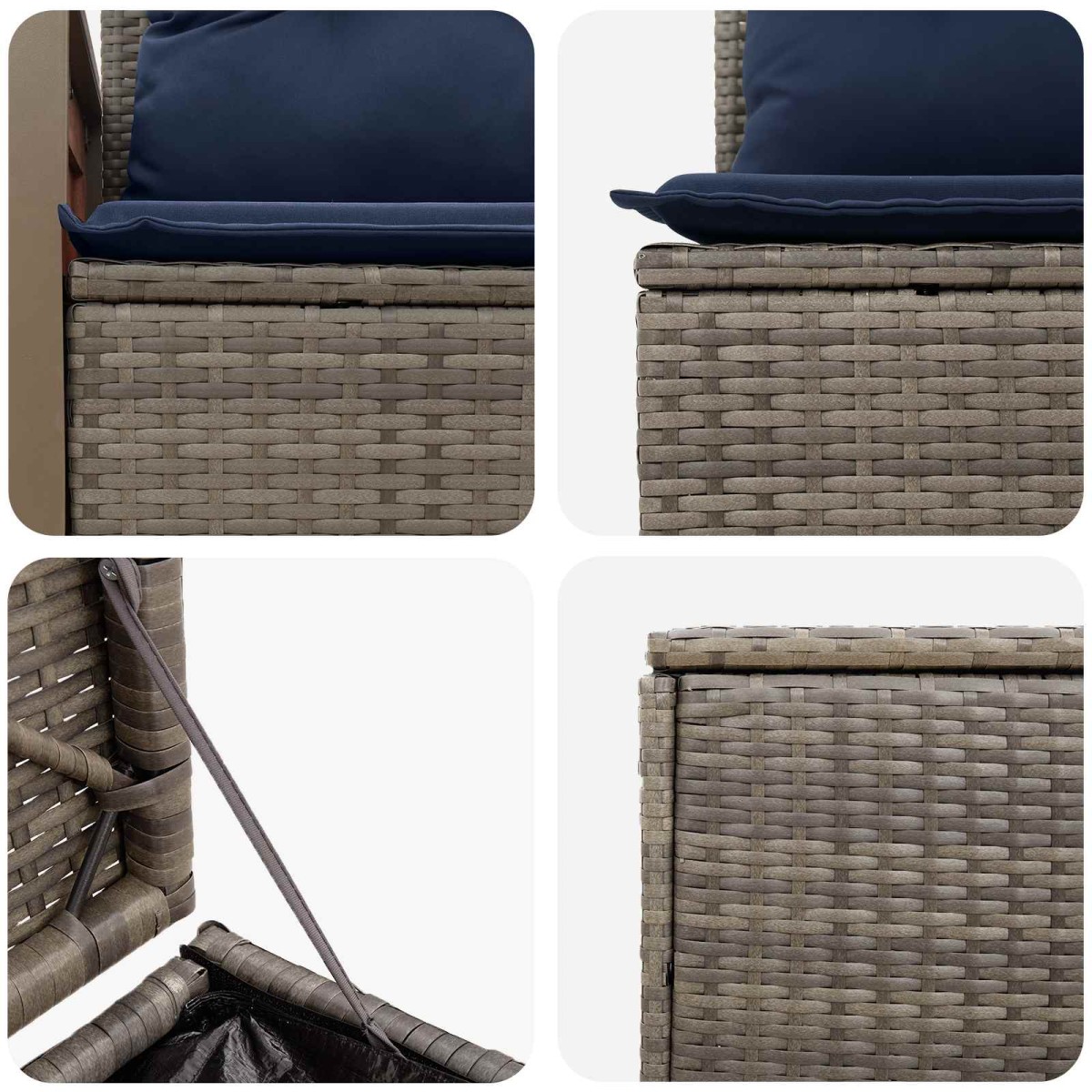 vidaXL Σετ Καναπέ 7 τμχ. Γκρι και Navy Blue Πολυ-ρακί και Χάλυβας