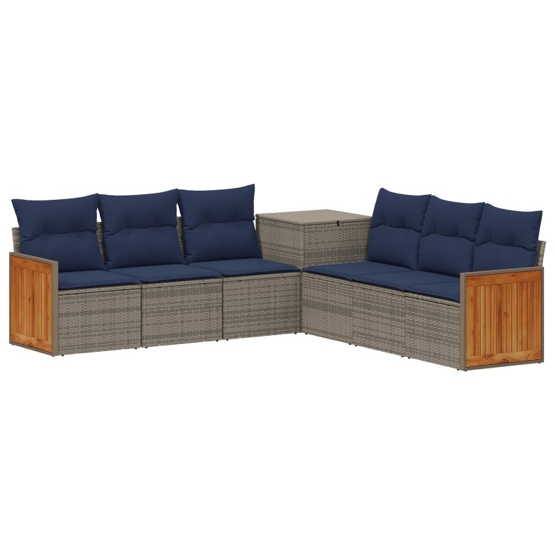 vidaXL Σετ Καναπέ 7 τμχ. Γκρι και Navy Blue Πολυ-ρακί και Χάλυβας