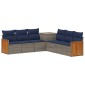 vidaXL Σετ Καναπέ 7 τμχ. Γκρι και Navy Blue Πολυ-ρακί και Χάλυβας
