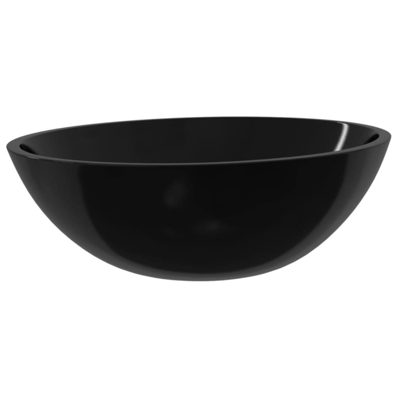 vidaXL Νιπτήρας Μαύρος 50x37x14 εκ. Γυάλινος