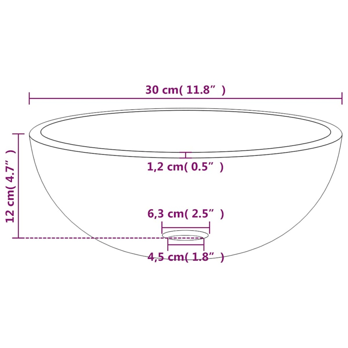 vidaXL Νιπτήρας 30 x 12 εκ. Χρώμα Χρυσού από Ψημένο Γυαλί