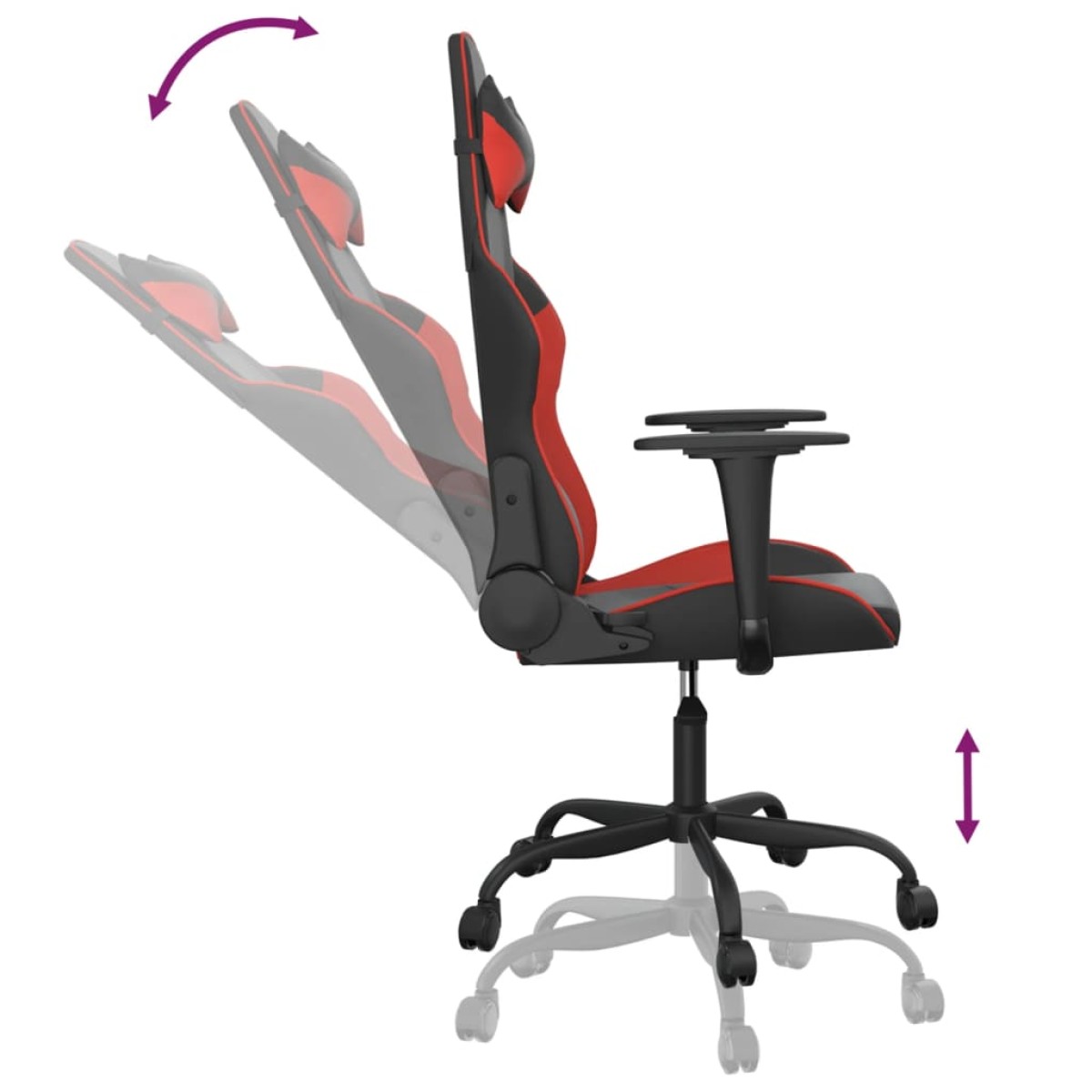 vidaXL Καρέκλα Gaming Μασάζ Μαύρο/Κόκκινο από Συνθετικό Δέρμα