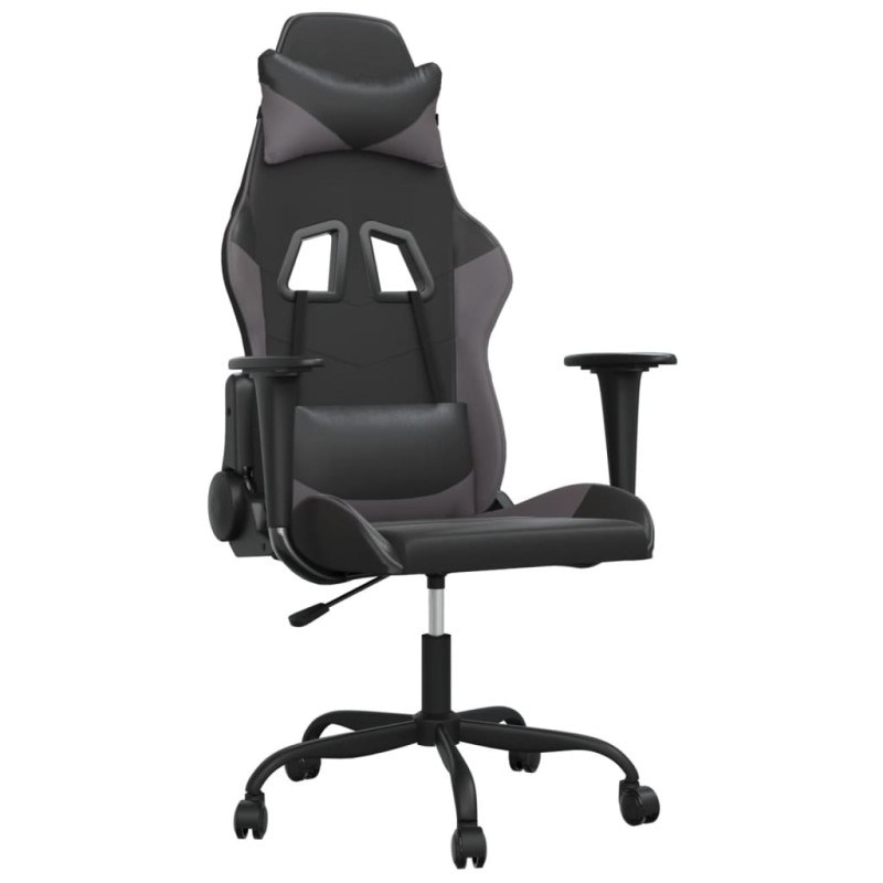 vidaXL Καρέκλα Gaming Μασάζ Μαύρο/Γκρι από Συνθετικό Δέρμα
