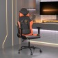 vidaXL Καρέκλα Gaming Μασάζ Μαύρο/πορτοκαλί από Συνθετικό Δέρμα