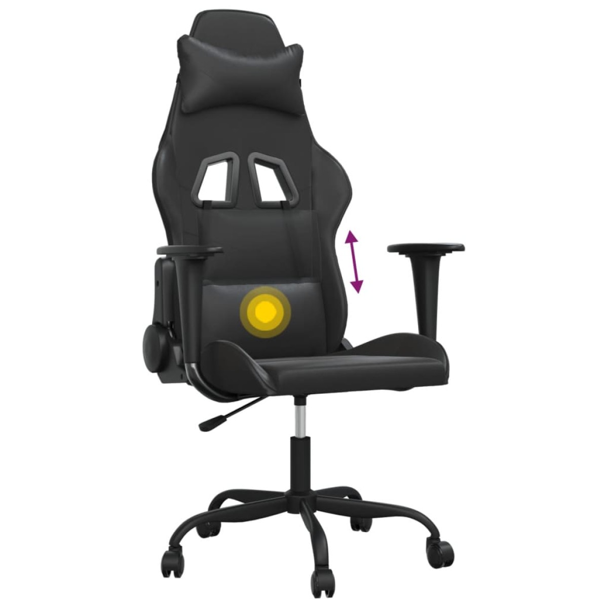 vidaXL Καρέκλα Gaming Μασάζ Μαύρη από Συνθετικό Δέρμα