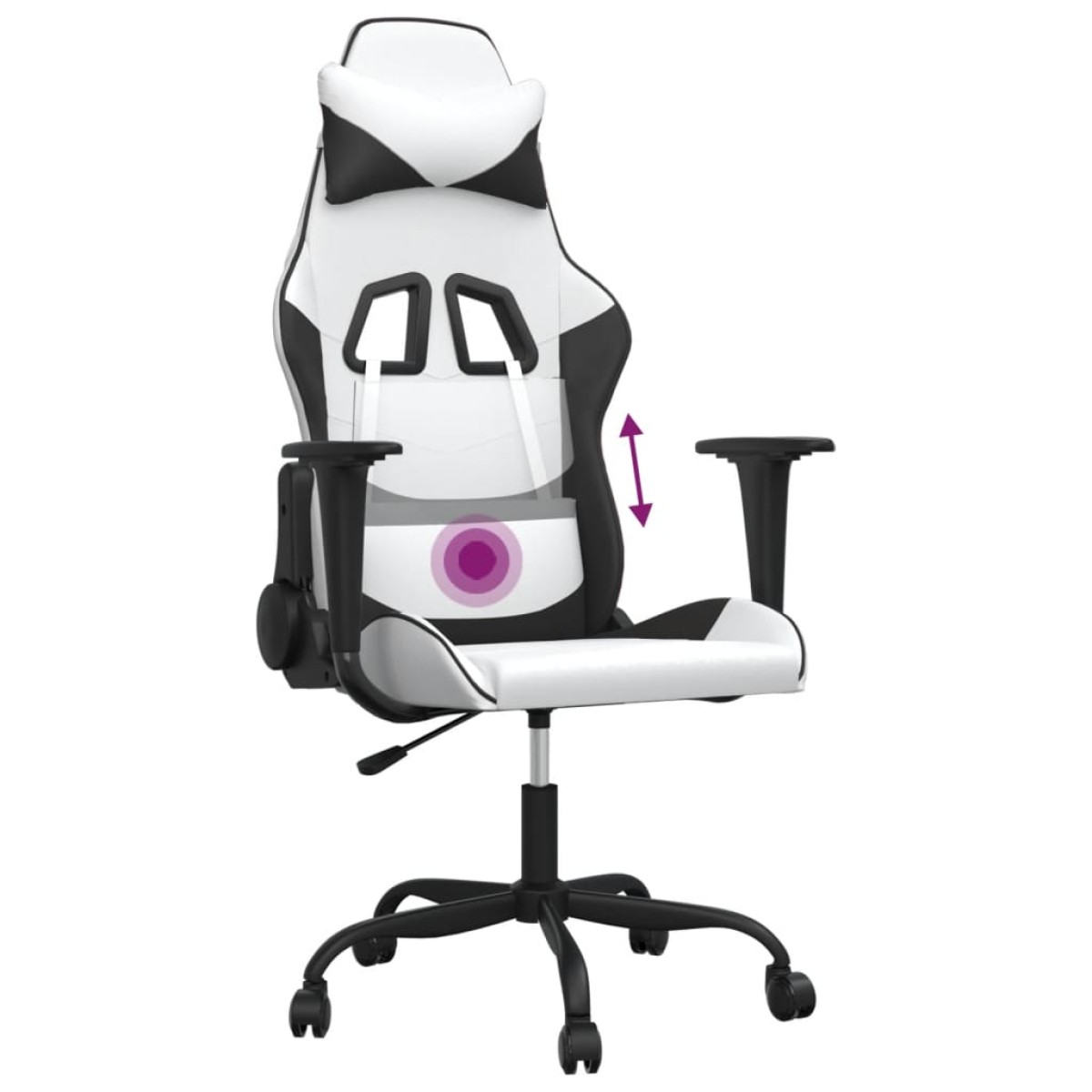 vidaXL Καρέκλα Gaming Μασάζ Λευκό/Μαύρο από Συνθετικό Δέρμα