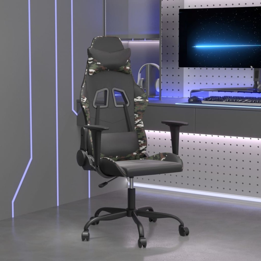 vidaXL Καρέκλα Gaming Μασάζ Μαύρο/Παραλλαγή από Συνθετικό Δέρμα